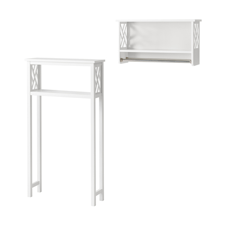 ALATERRE FURNITURE Coventry Over Toilet Open Storage Shelf, Bath Shelf with Two Towel Rods ANCT703WH